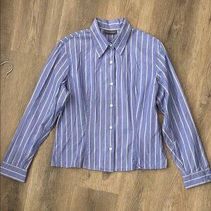 Banana Republic Y2K Vintage Button Down Shirt Blue Striped Womens Size Medium M